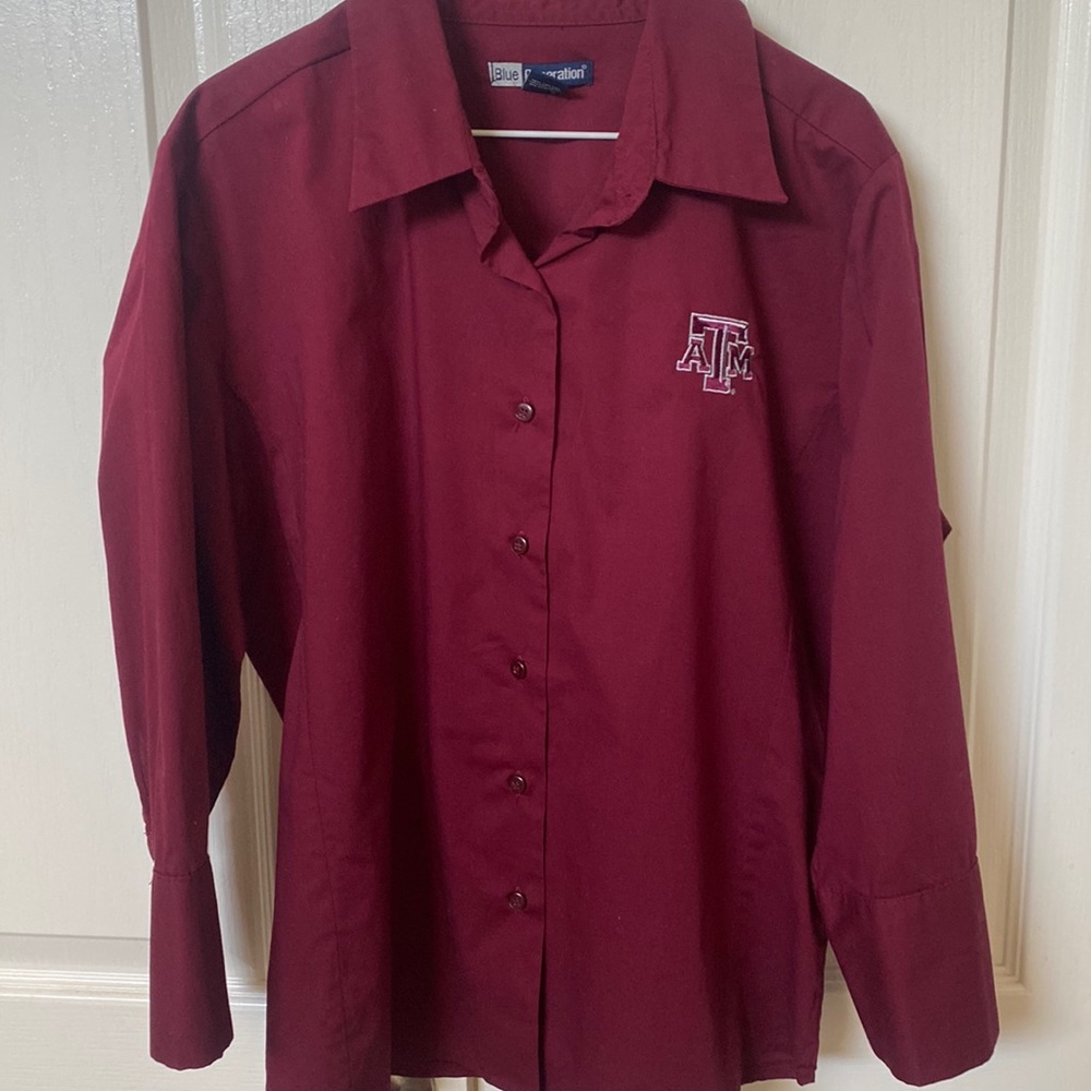 Texas A&M Button Down Shirt Maroon
